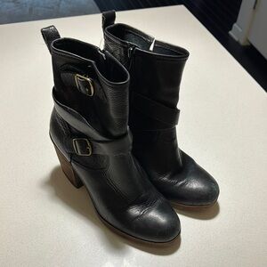 Black Leather Ankle Boots
